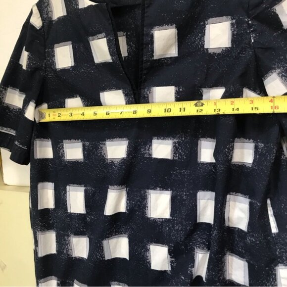 Tory Burch Antibes Poplin Cotton Top Tunic Check Shirt V Neck Slits Nautical 4 - Picture 14 of 16